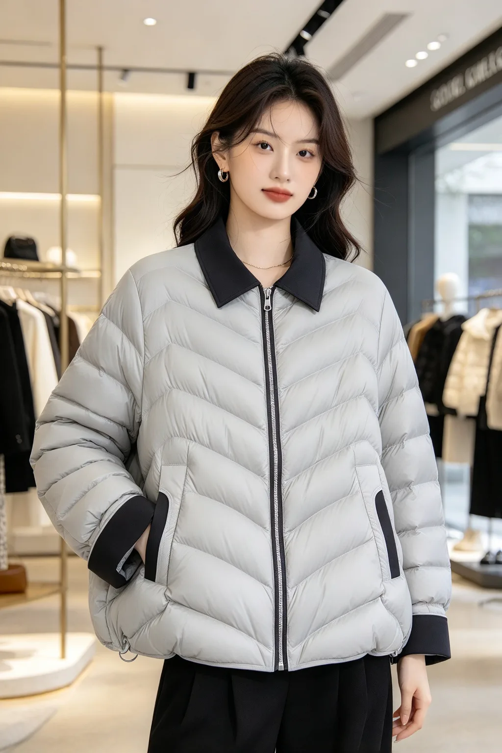 雪线中长羽绒服